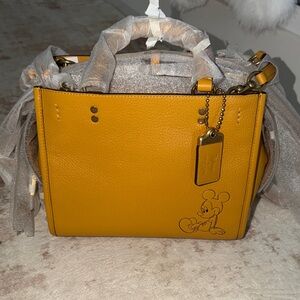 Coach Yellow Satchel with Mickey Mouse Design